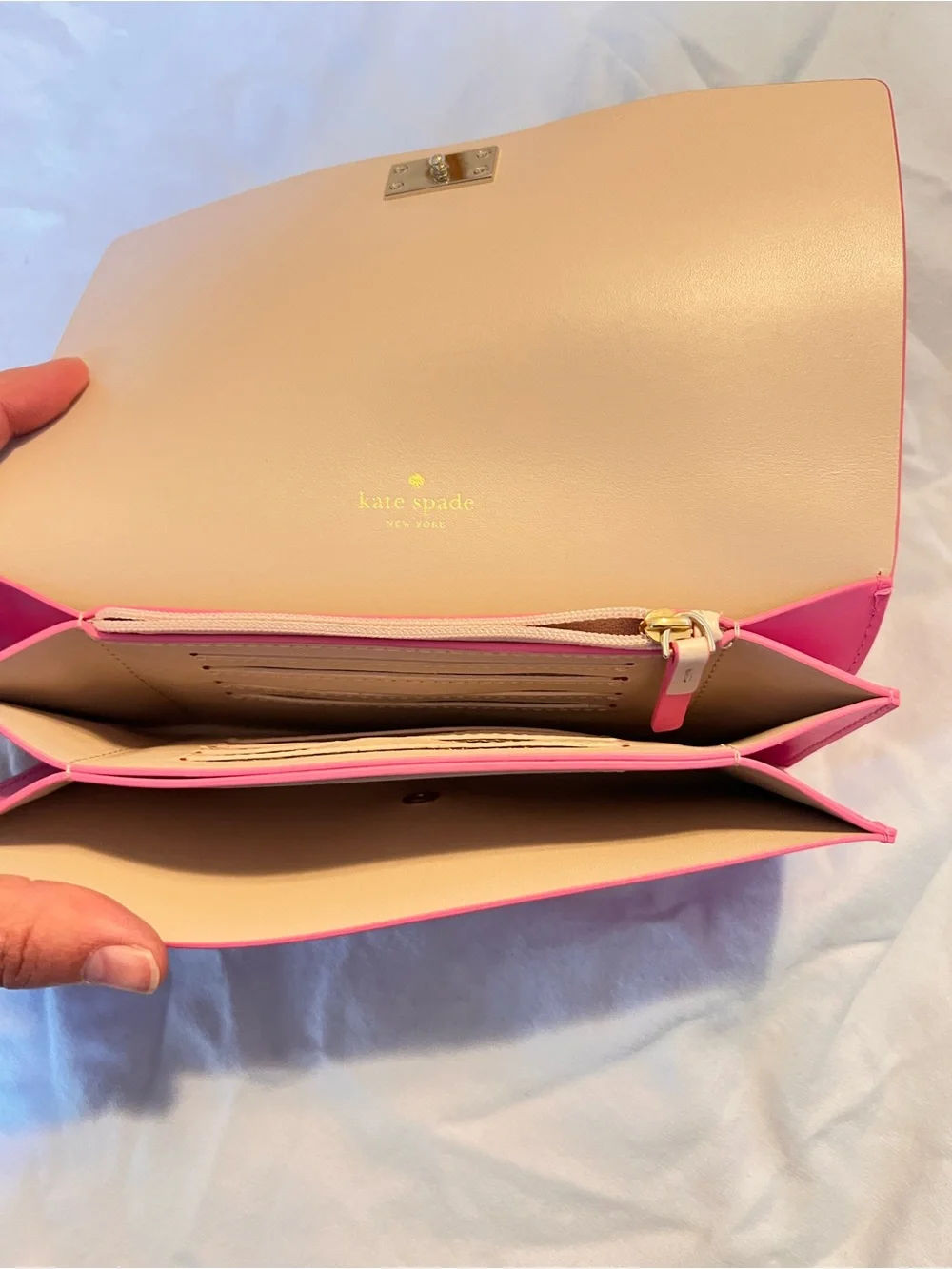 ♠️kate spade ♠️ Pink Leather Snap Wallet with Cream Interior